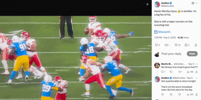 Xavier Worthy injury GIF